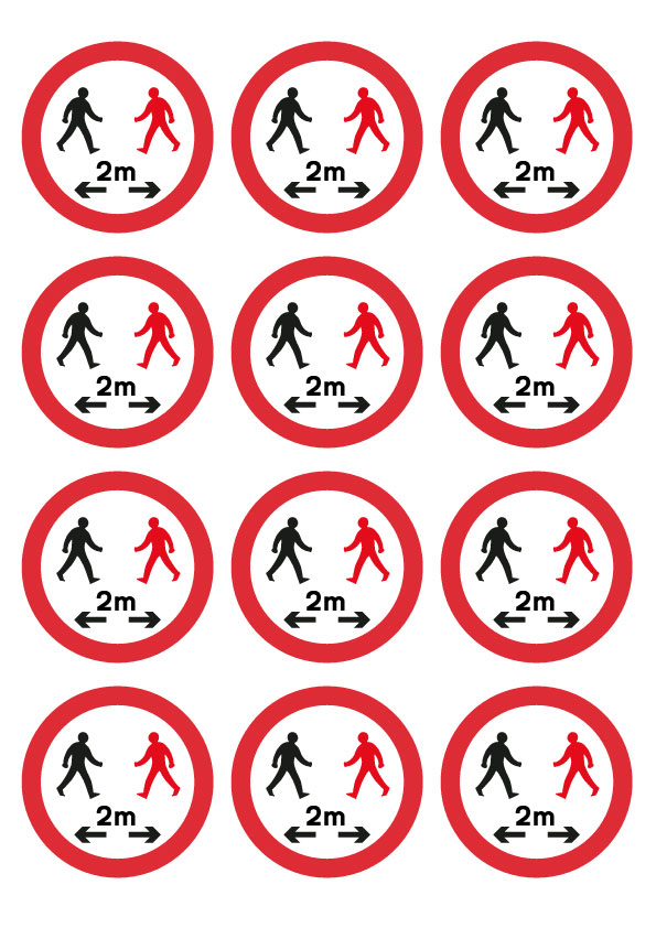 64mm Social Distancing 2m Rule - Round Stickers