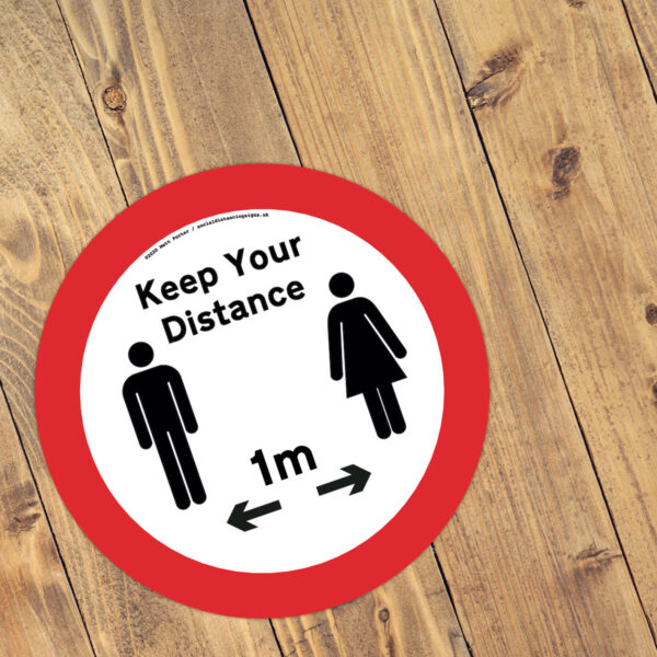 Keep Your Distance - Social Distancing Anti-Slip Floor Stickers (300mm) - Males and Female