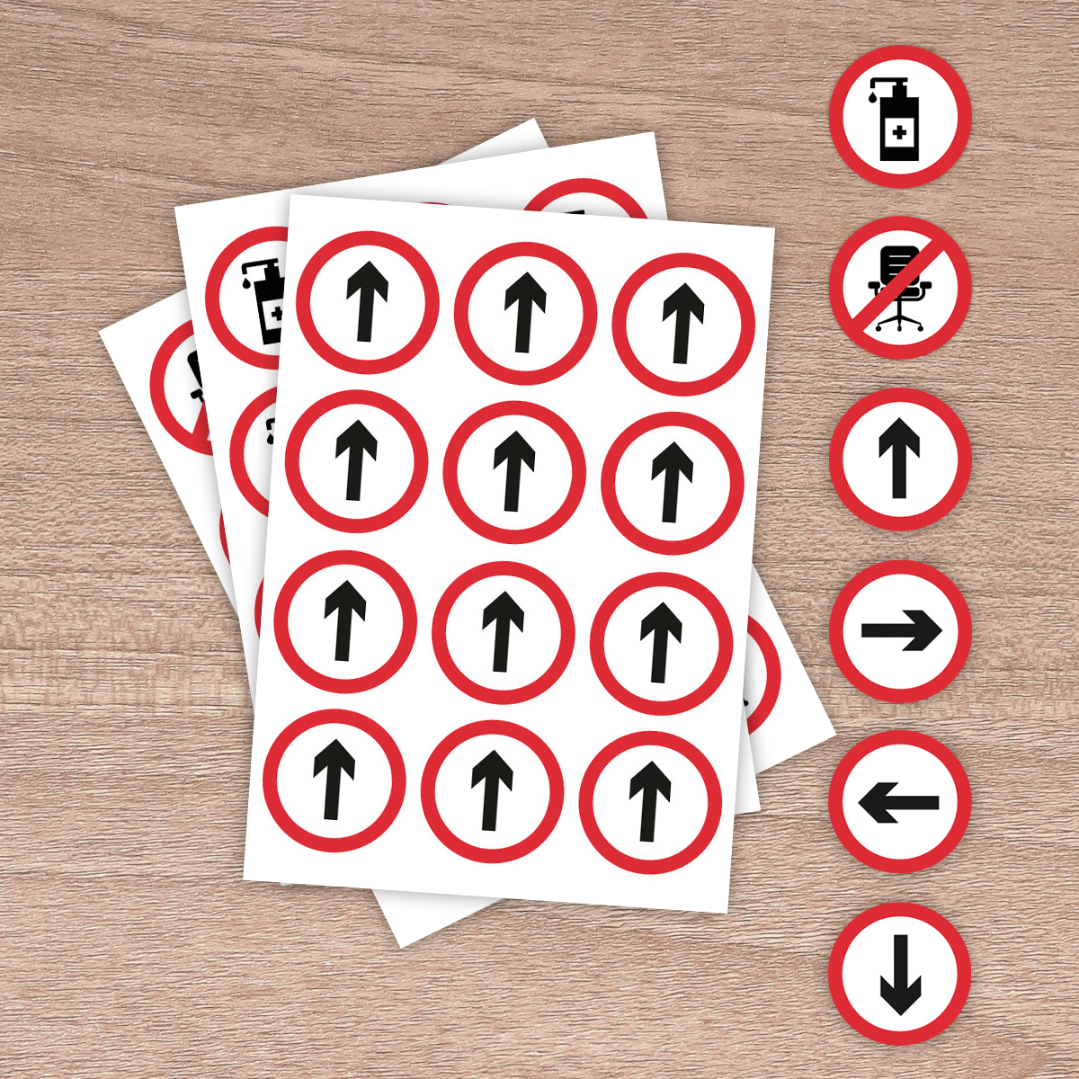 Multi Use - Direction Stickers - 64mm Round Stickers