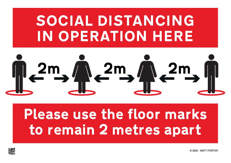 Customisable Free Printable Social Distancing for Queues with Floor Markers Custom Sign / Poster