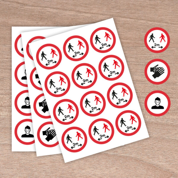 64mm Social Distancing 2m Rule - Round Stickers