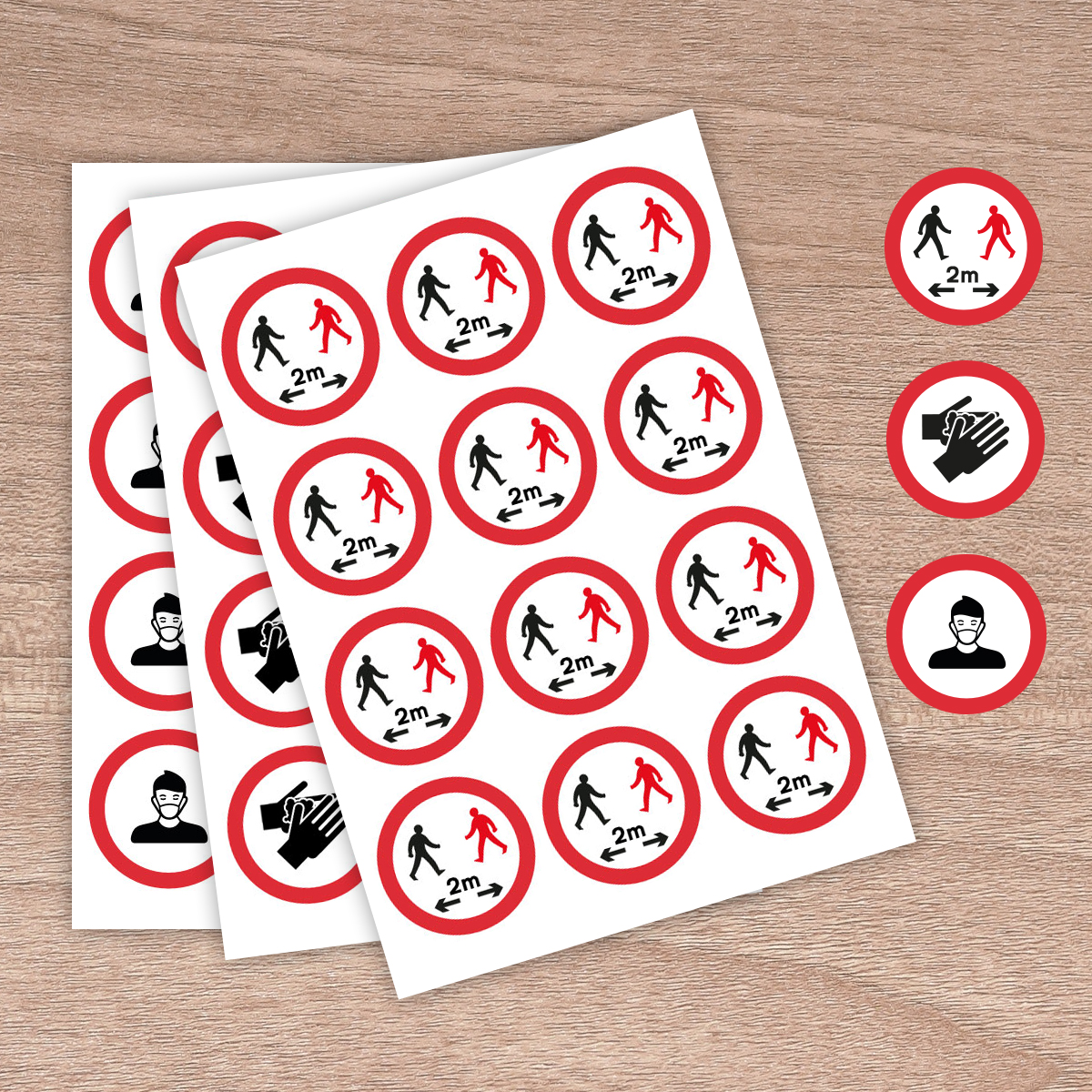 Social Distancing Remain 2 metres from others - 64mm Round Stickers