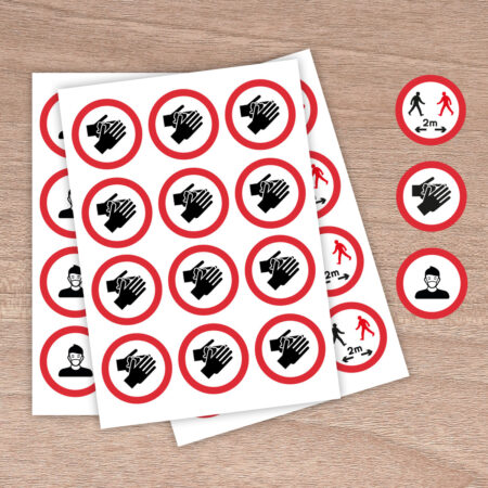 64mm Social Distancing Wash Your Hands - Round Stickers