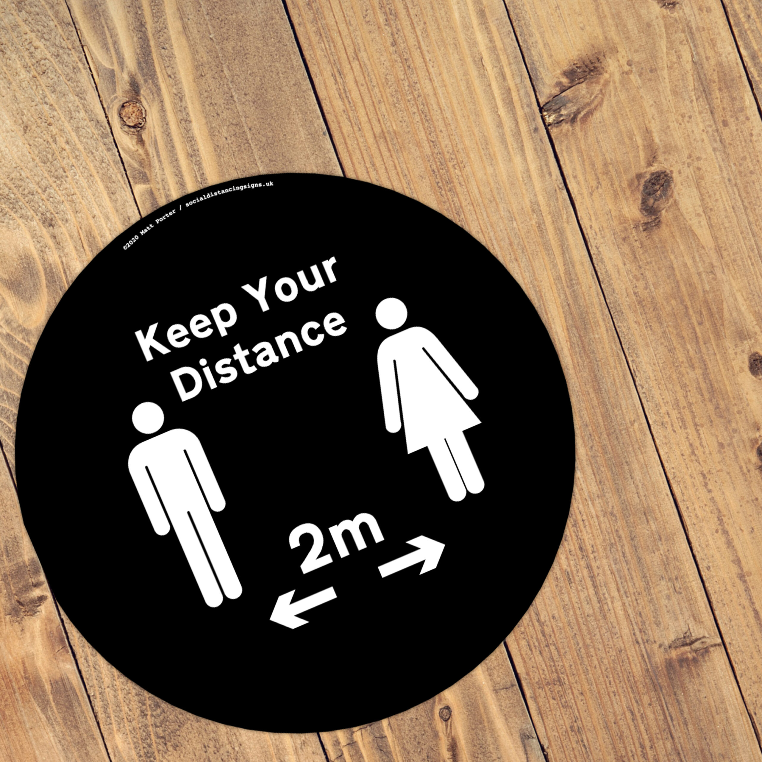 Black Social Distancing Anti Slip Floor Stickers (300mm x 300mm)