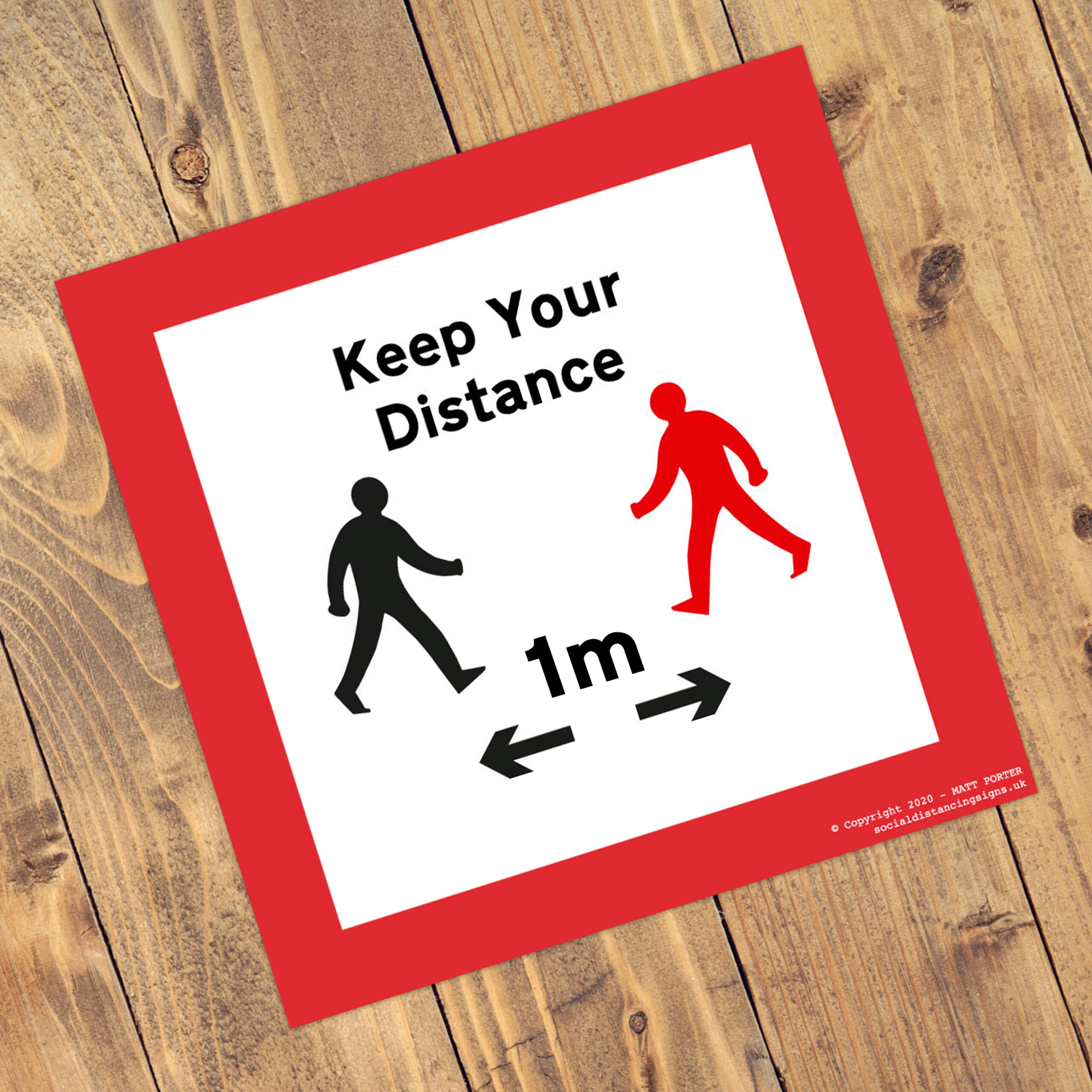 Social Distancing Square Anti-Slip Floor Keep Your Distance Stickers (300mm x 300mm) - 10 Pack