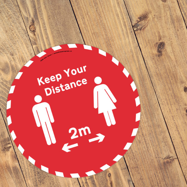 Keep Your Distance Red and White Floor Vinyl Sticker 2m