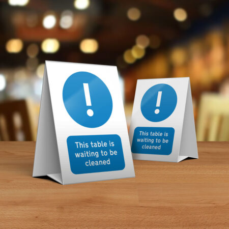 Please Clean This Table Tent Card for Restaurants, Cafes and Pubs