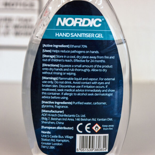 Nordic Hand Sanitiser Gel 230ml - 70% Ethanol - Covid Secure