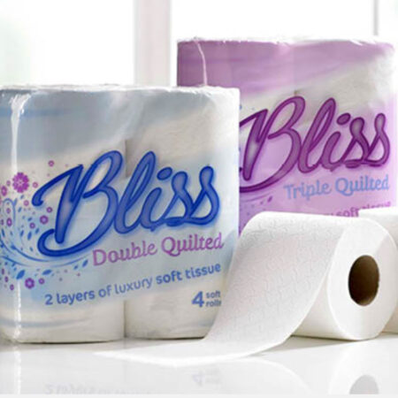 The Bliss brand is a premium range of 2 or 3 ply quilted toilet tissue that delivers excellent performance. Bliss products are laminated and micro-embossed. This high quality product has a softer and stronger sheet allowing greater absorption and softness for use at home and in workplace washrooms.