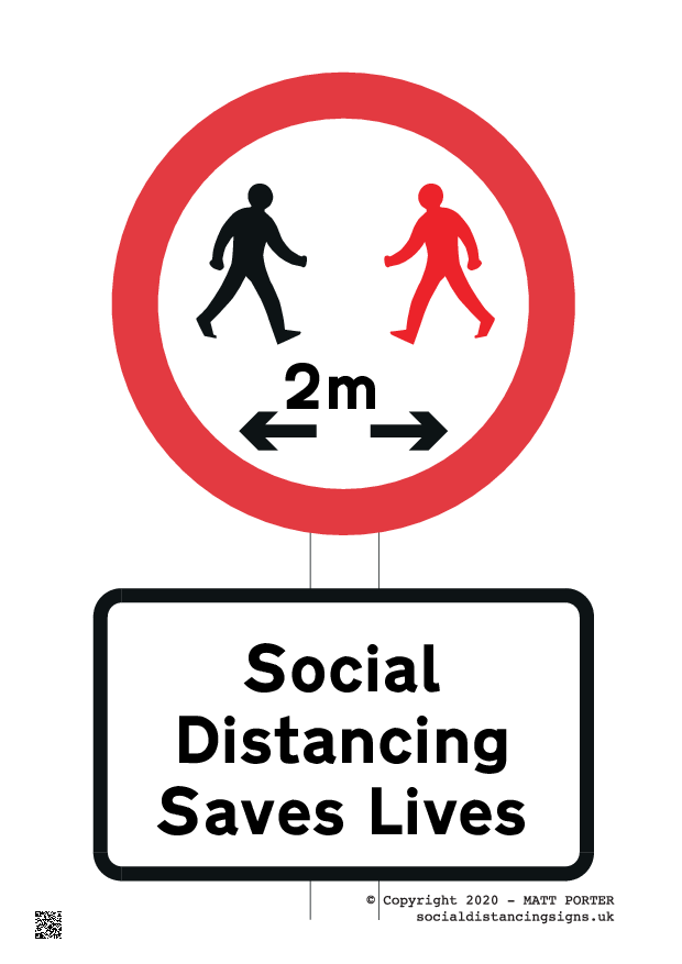 Customisable Social Distancing Saves Lives Free Downloadable Sign, free to download in PDF or purchase online - now available in 1m or 1 metre